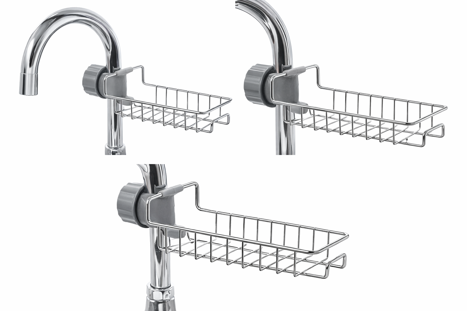 Kitchen Sink Faucet Organizer – Space-Saving Sponge & Soap Holder | Hygienic Sink Rack